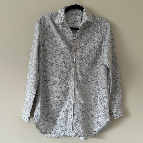 Frank & Eileen Womens Joedy Button-Up Shirt Sz XS NWT Ditsy Oversized Minimalist - Picture 2 of 16
